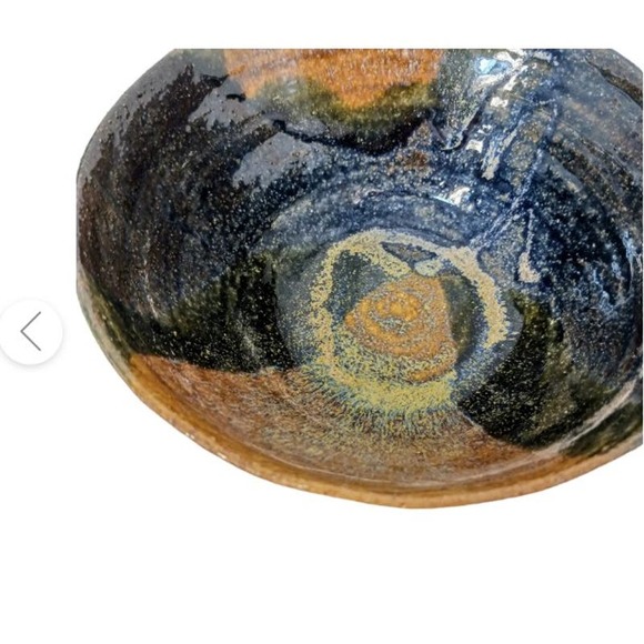 Pottery Bowl Neutral Earthy Browns Half Half Dip Glazed Signed Artisan Vintage - Picture 4 of 12